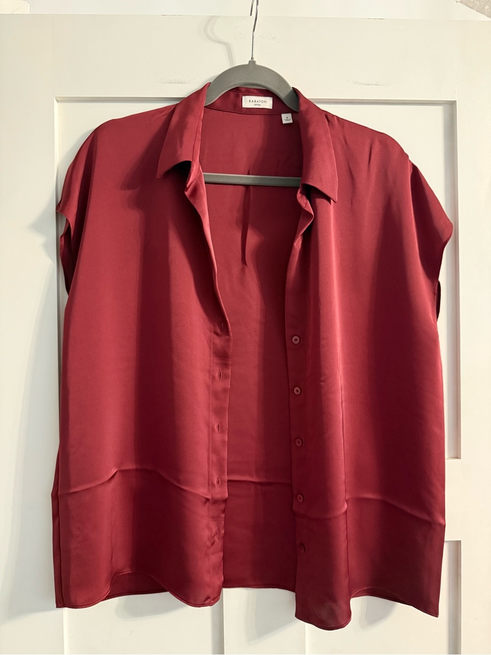 Babaton Satin Blouse in Deep Red